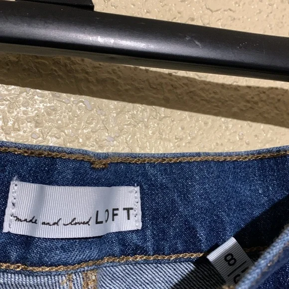 LOFT Jeans Shorts 8 Blue 5-Pocket Fringe Cotton Elastane - Picture 9 of 16